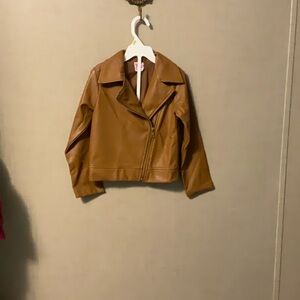 Wonder Nation Tan Leather Bomber Jacket